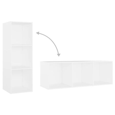  Dulapuri TV, 2 buc., alb, 107x35x37 cm, lemn prelucrat