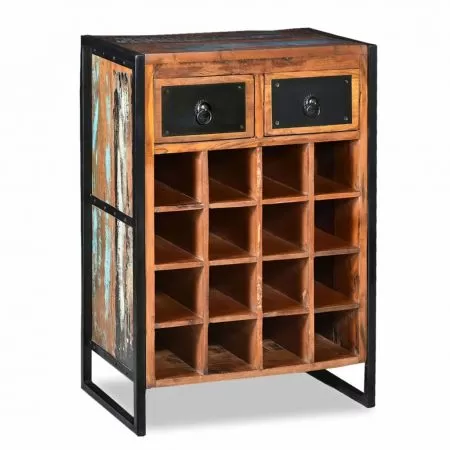  Suport de vin pentru 16 sticle, lemn masiv reciclat
