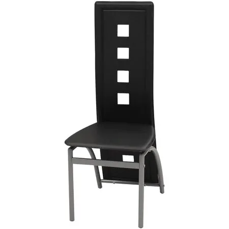  Scaune de sufragerie, 6 buc., negru, piele ecologică