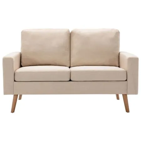  Canapea cu 2 locuri, crem, material textil