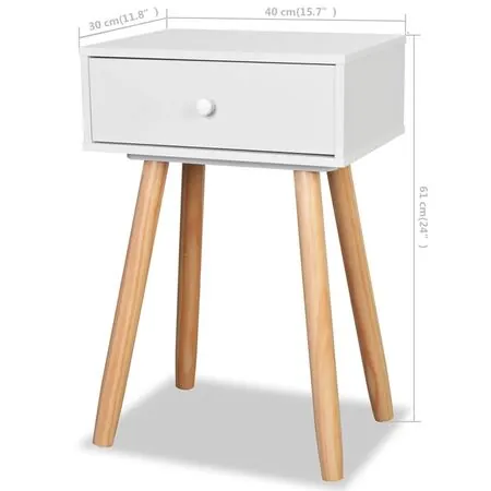  Noptiere din lemn masiv de pin 2 buc, 40 x 30 x 61 cm, alb 