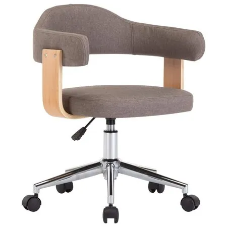  Scaun de masă pivotant gri taupe lemn curbat/material textil