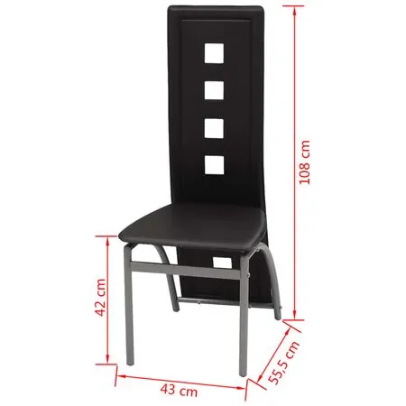  Scaune de sufragerie, 6 buc., negru, piele ecologică