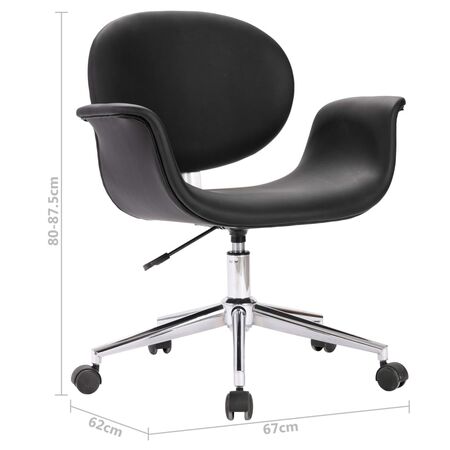  Scaune de bucătărie pivotante, 2 buc. negru, piele ecologică