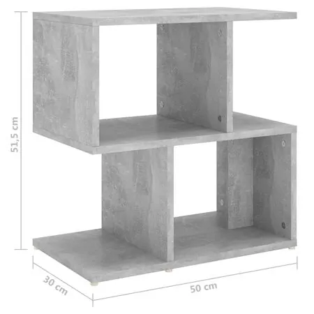  Noptiere, 2 buc., gri beton, 50x30x51,5 cm, PAL