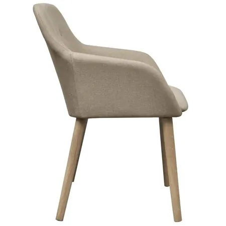  Scaune de bucătărie, 6 buc, bej, textil & lemn masiv de stejar 