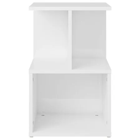  Noptiere, 2 buc., alb extra lucios, 35x35x55cm, lemn prelucrat