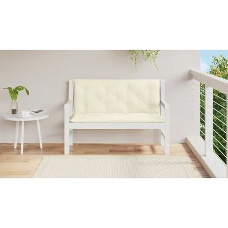  Pernă bancă de grădină, alb crem 120x(50+50)x7 cm textil oxford