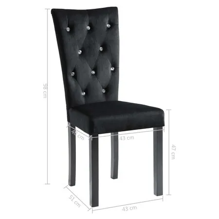   Scaune de sufragerie, 6 buc, negru, catifea