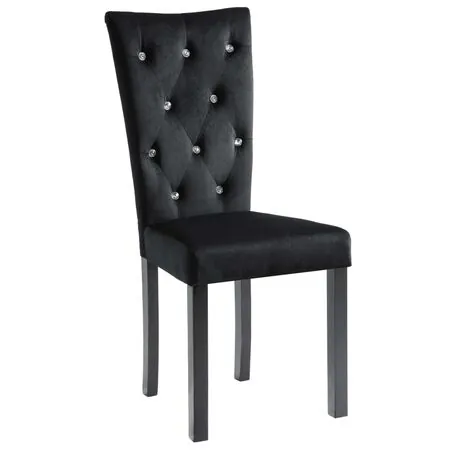   Scaune de sufragerie, 6 buc, negru, catifea
