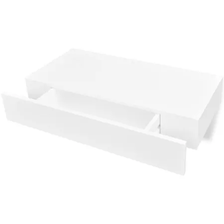  Rafturi de perete suspendate cu sertare, 2 buc., alb, 48 cm