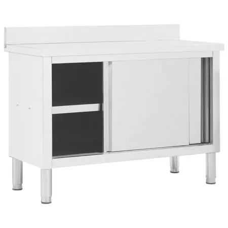  Masă de lucru cu uși glisante 120x50x(95-97) cm oțel inoxidabil