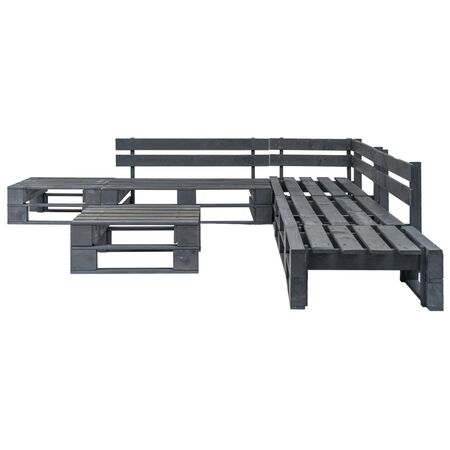  Set mobilier de grădină din paleți, 6 piese, gri, lemn