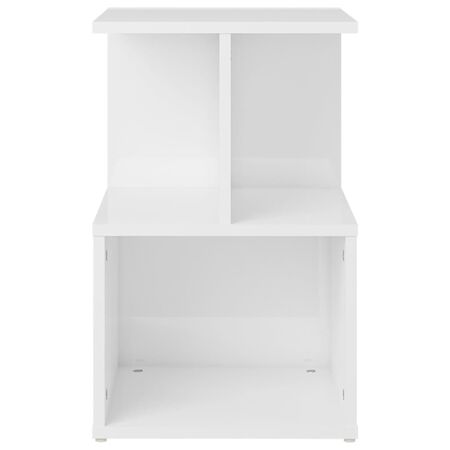  Noptiere, 2 buc., alb extra lucios, 35x35x55cm, lemn prelucrat