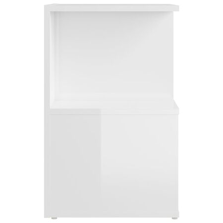  Noptiere, 2 buc., alb extra lucios, 35x35x55cm, lemn prelucrat