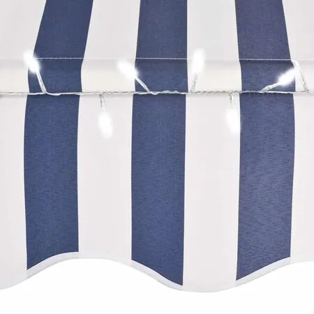  Copertină retractabilă manual cu LED, albastru & alb, 100 cm