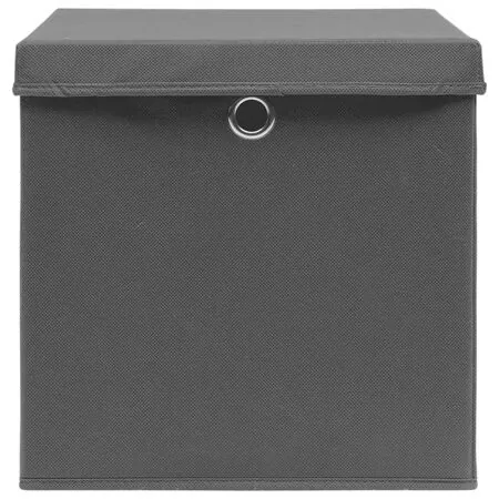  Cutii depozitare cu capace, 4 buc. negru, 32x32x32 cm, textil
