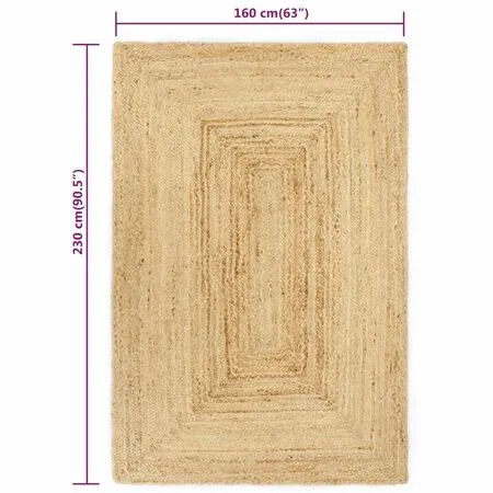 Covor manual, natural, 160 x 230 cm, iută