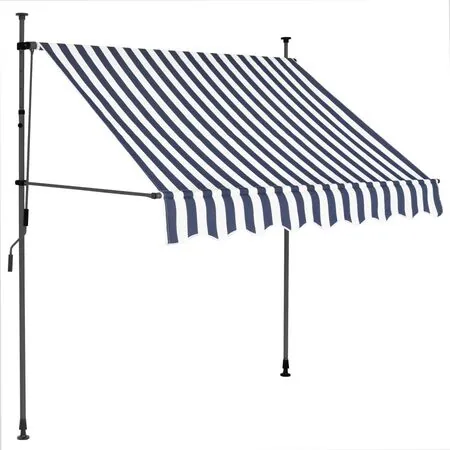  Copertină retractabilă manual cu LED, albastru & alb, 100 cm