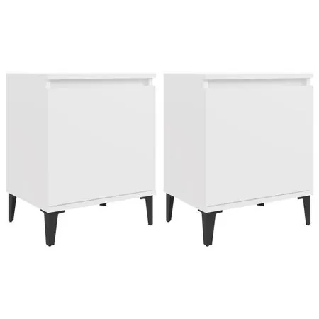  Noptiere cu picioare metalice, alb, 40x30x50 cm