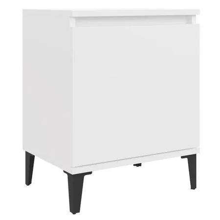  Noptiere cu picioare metalice, alb, 40x30x50 cm