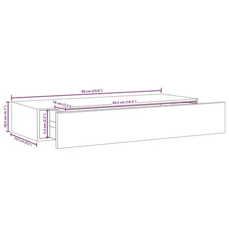  Dulap de perete cu sertar, gri, 60x23,5x10 cm, MDF