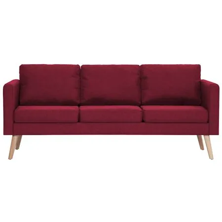  Canapea cu 3 locuri, roșu vin, material textil