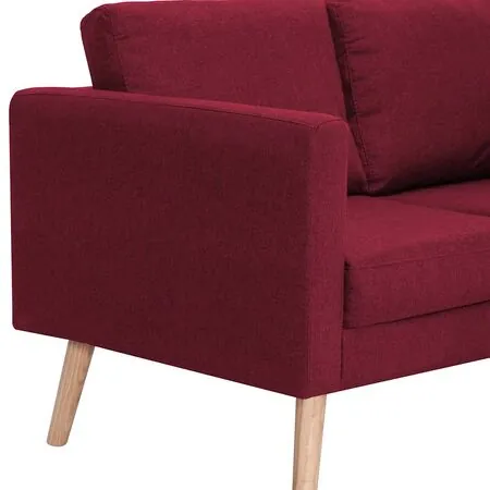  Canapea cu 3 locuri, roșu vin, material textil