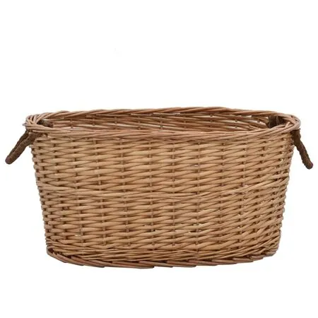  Coș lemne foc mânere de transport natural 56x40x28 cm salcie