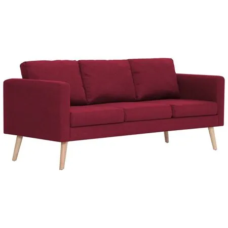  Canapea cu 3 locuri, roșu vin, material textil