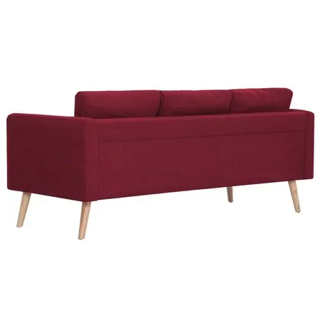  Canapea cu 3 locuri, roșu vin, material textil