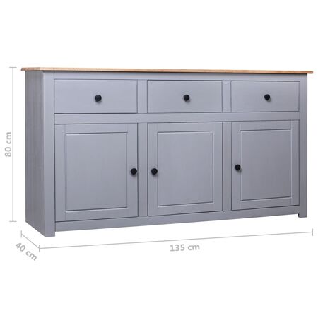  Servantă, gri, 135 x 40 x 80 cm, lemn masiv pin, gama Panama