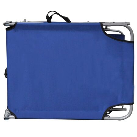  Șezlong pliabil cu copertină, albastru, aluminiu