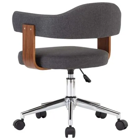  Scaun de birou pivotant, gri, lemn curbat și material textil