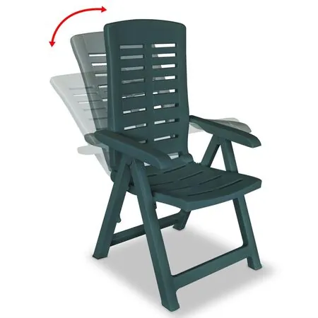  Scaune de grădină rabatabile, 2 buc., verde, plastic