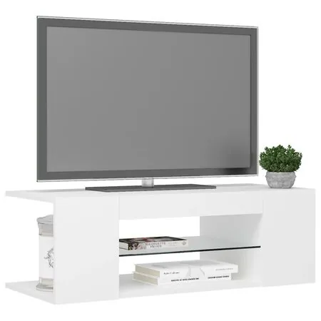  Comodă TV cu lumini LED, alb, 90x39x30 cm