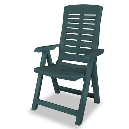  Scaune de grădină rabatabile, 2 buc., verde, plastic