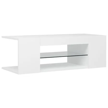  Comodă TV cu lumini LED, alb, 90x39x30 cm