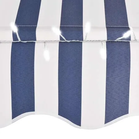  Copertină retractabilă manual cu LED, albastru & alb, 200 cm