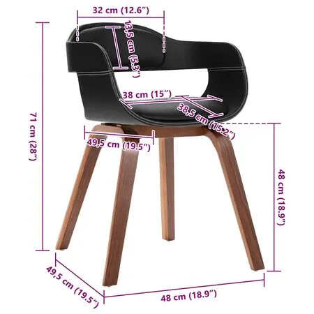  Scaun de bucătărie, lemn curbat & piele ecologică