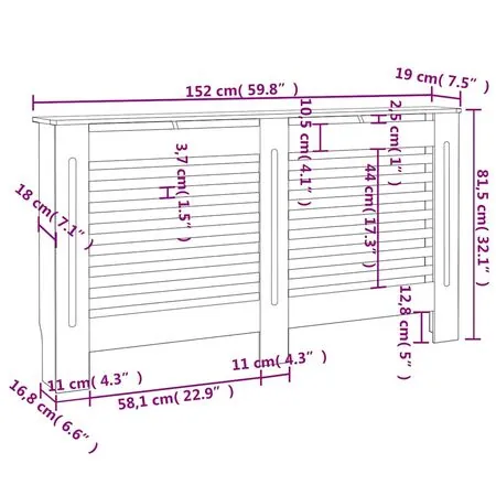  Mască pentru calorifer, antracit, 152 x 19 x 81,5 cm, MDF