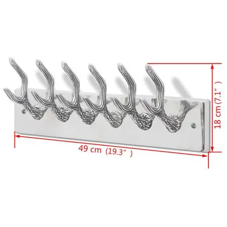 Cuier din aluminiu pentru haine, pălării, cravate, argintiu