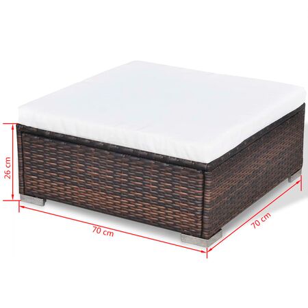  Set mobilier de grădină cu perne, 10 piese, maro, poliratan