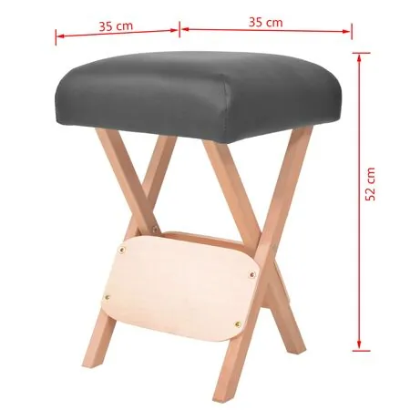  Taburet pliabil de masaj cu șezut gros de 12 cm, negru
