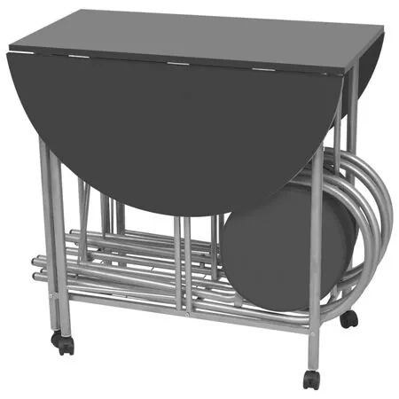  Set masă și scaune de bucătărie pliante MDF, negru, 5 piese