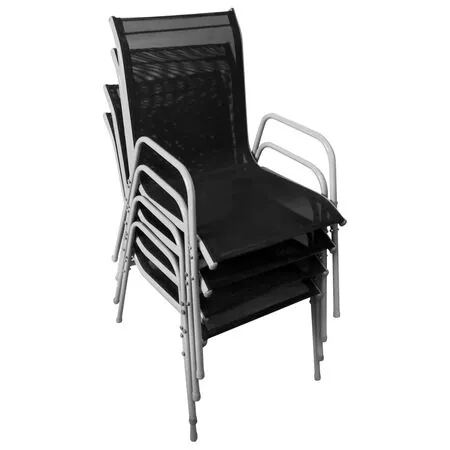  Set mobilier de exterior, 5 piese, negru, oțel