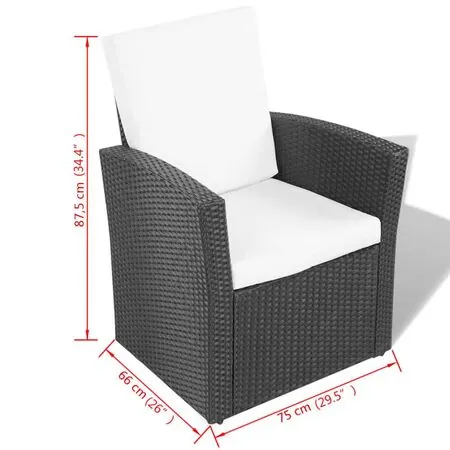 Set mobilier de grădină cu perne, 4 piese, negru, poliratan