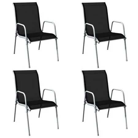  Set mobilier de exterior, 5 piese, negru, oțel
