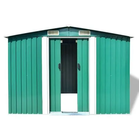  Magazie șopron metalic de grădină, 257 x 205 x 178 cm, verde