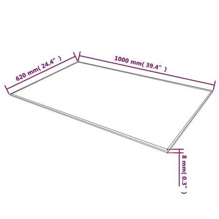  Blat de masă, sticlă securizată, dreptunghiular, 1000 x 620 mm